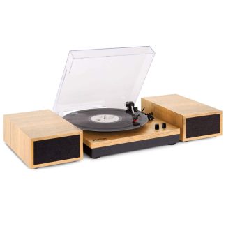 Fenton RP165L retro platenspeler met Bluetooth en speakers - Hout