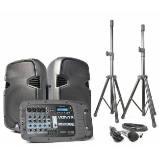 Vonyx PSS302 Speakerset - PA systeem met 2 speakers en standaards -