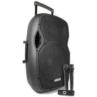 Vonyx AP1500PA Mobiele 15" speaker op accu 800W met microfoons, MP3 en