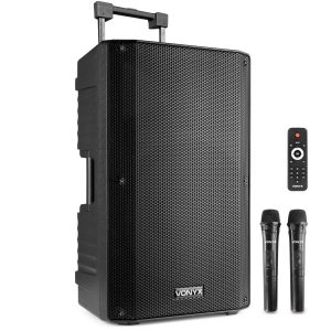 Vonyx VSA700 ABS 15" portable speaker met Bluetooth en 2x draadloze